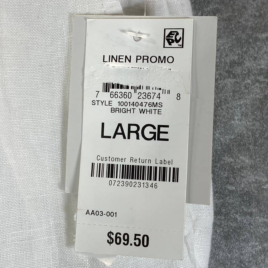 CHARTER CLUB Women's Bright White Linen Pull-On Straight-Leg Pants SZ L
