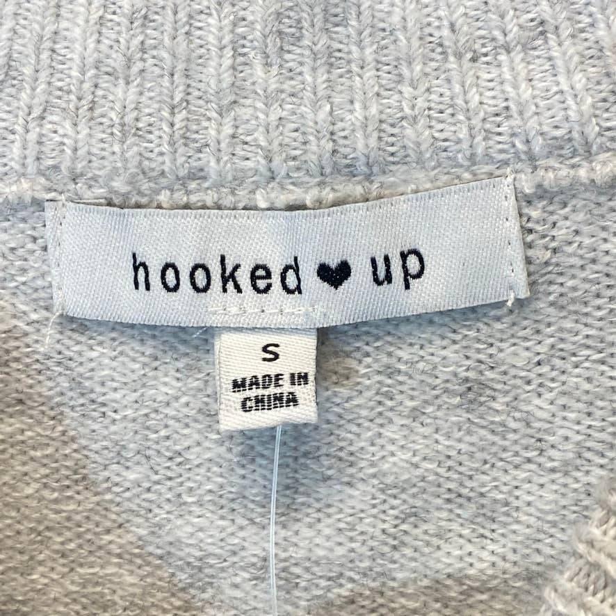 HOOKED UP Women's Grey Melange V-Neck Cutout Ribbed Soft Pullover Sweater SZ S