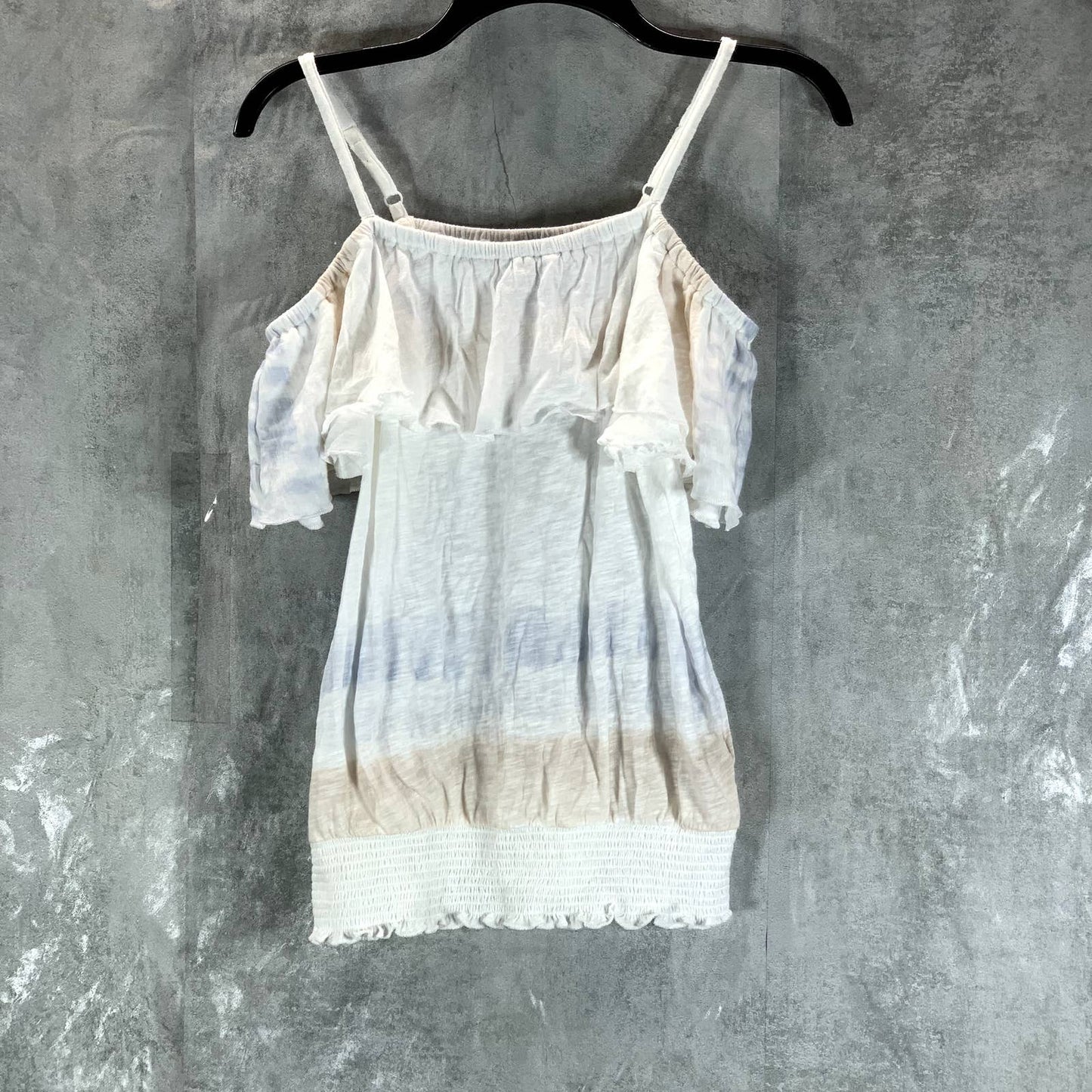INC INTERNATIONAL CONCEPTS Women's Danielle Dye Ruffled Cold-Shoulder Top SZ S