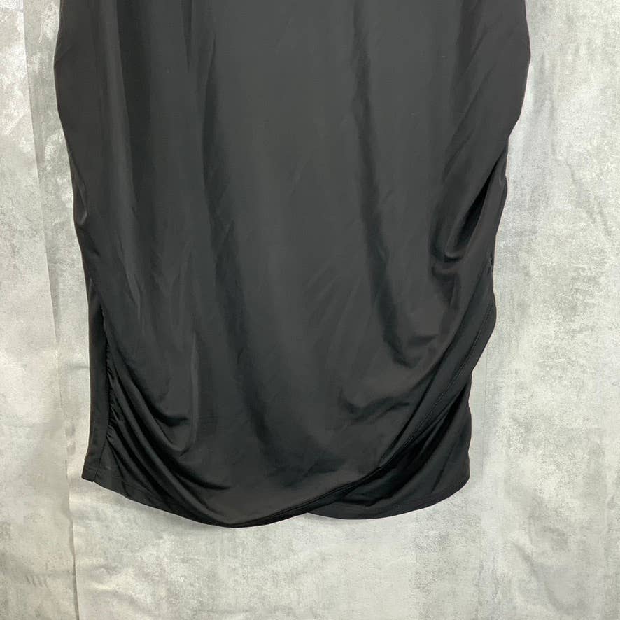 INC INTERNATIONAL CONCEPTS Women's Deep Black Faux-Wrap Ruched Mini Dress SZ XL