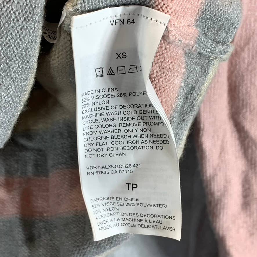NAUTICA Women's Stormy Grey Heather Striped Colorblock Pullover Sweater SZ XS