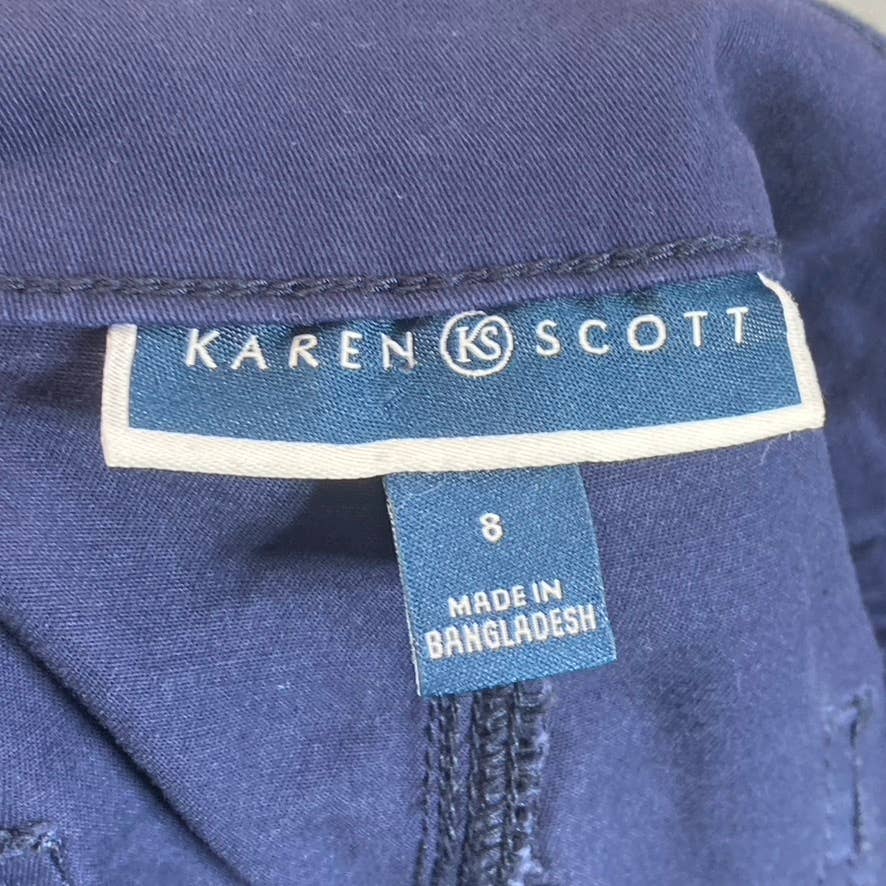 KAREN SCOTT Women's Navy Mid-Rise Bermuda Pull-On Shorts SZ 8