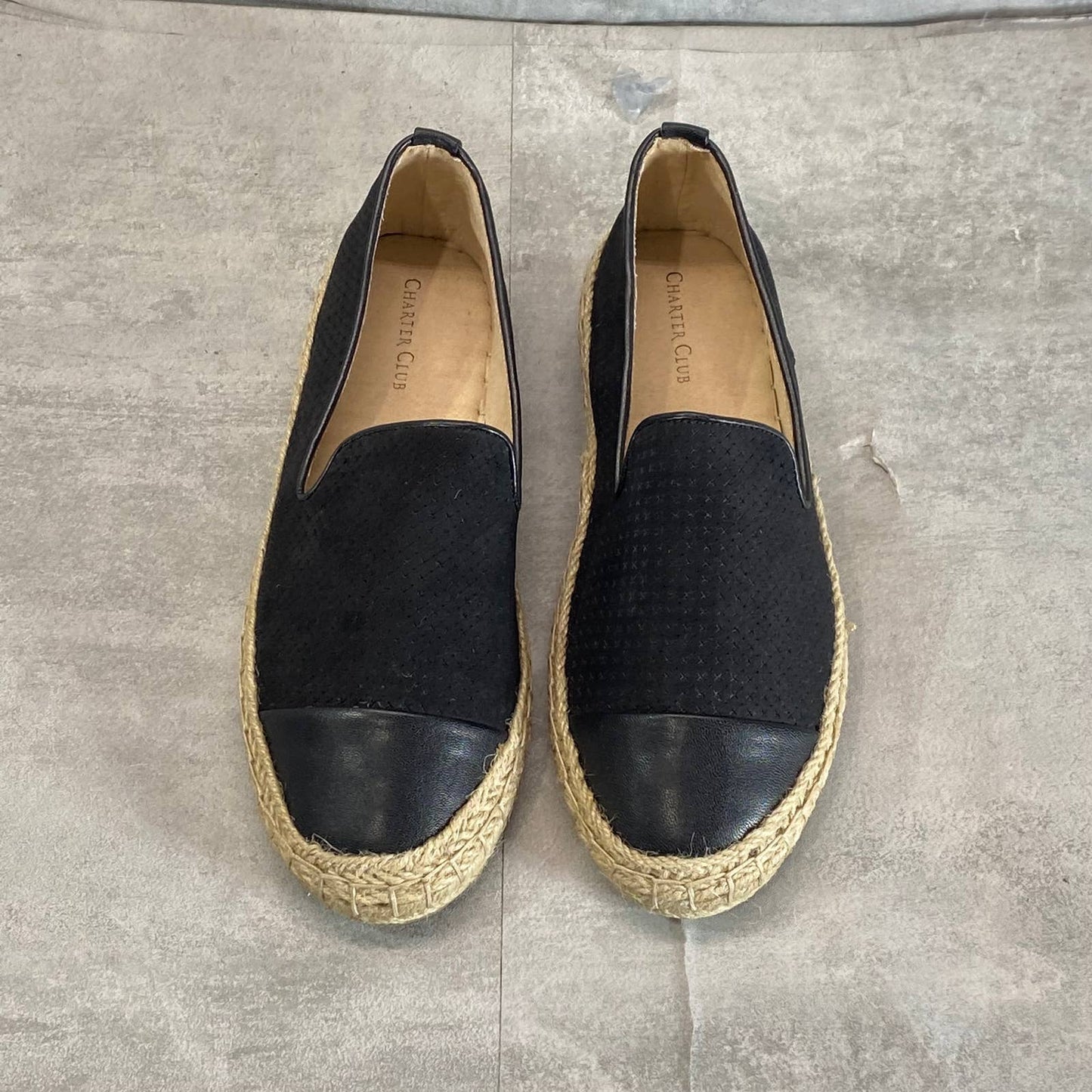 CHARTER CLUB Women's Black Jonii Perforated Slip-On Espadrille Flats SZ 8.5