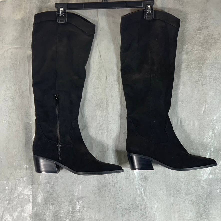 NINE WEST Women's Black Nonita Pointed-Toe Block-Heel Knee-High Boots SZ 8.5