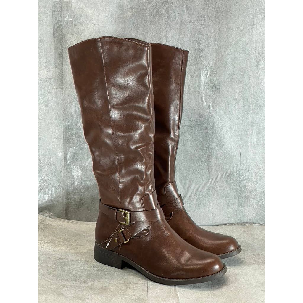 STYLE & CO Women's Cognac Marliee Full Side-Zip Round-Toe Tall Riding Boot SZ9.5