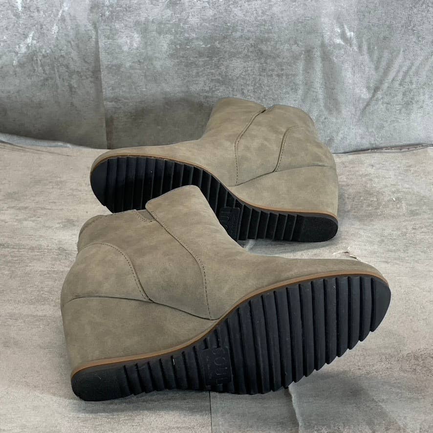 SOUL NATURALIZER Women's Light Grey Haley Round-Toe Side-Zip Wedge Booties SZ6.5