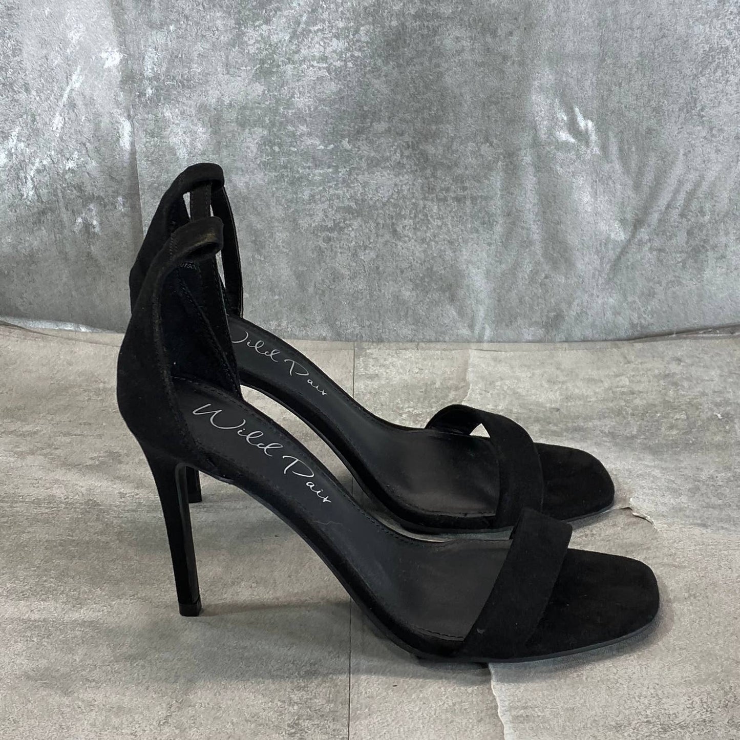 WILD PAIR Women's Black Micro Bethie Square-Toe Two-Piece Dress Sandals SZ 7