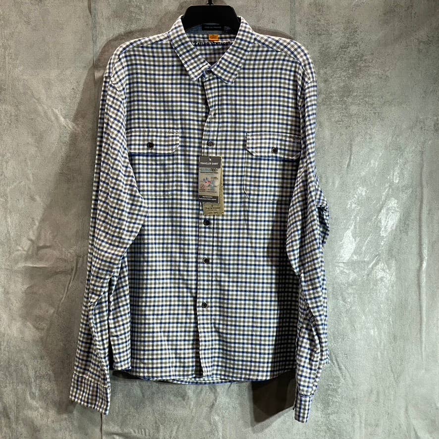 TAILOR VINTAGE Men's Airotec Performance Blue Gingham Long-Sleeve Button-Up Shirt SZ XL