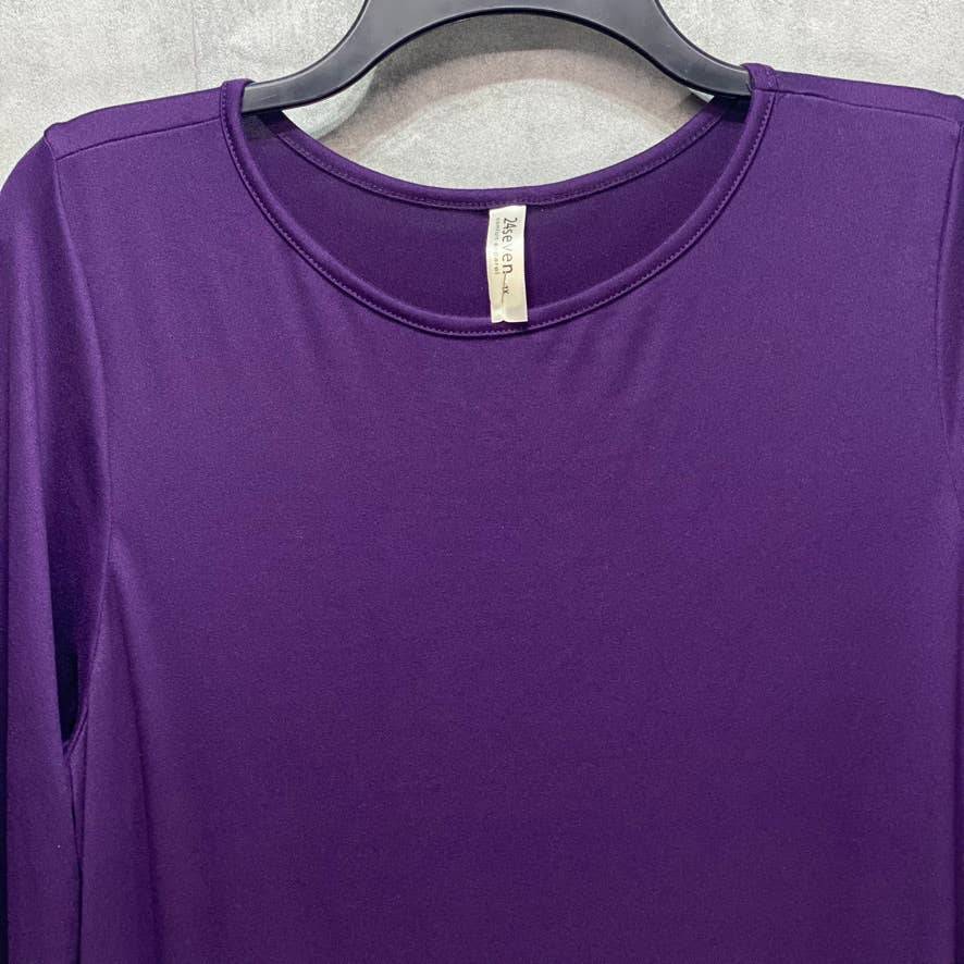 24SEVEN COMFORT APPAREL Purple Form Fitting Long Sleeve Side Slit Maxi Dress SZ XL