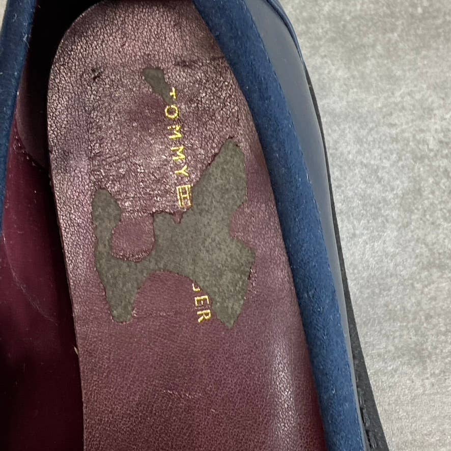 TOMMY HILFIGER Women's Navy Trevys Slip-On Moc-Toe Block-Heel Loafers SZ 6