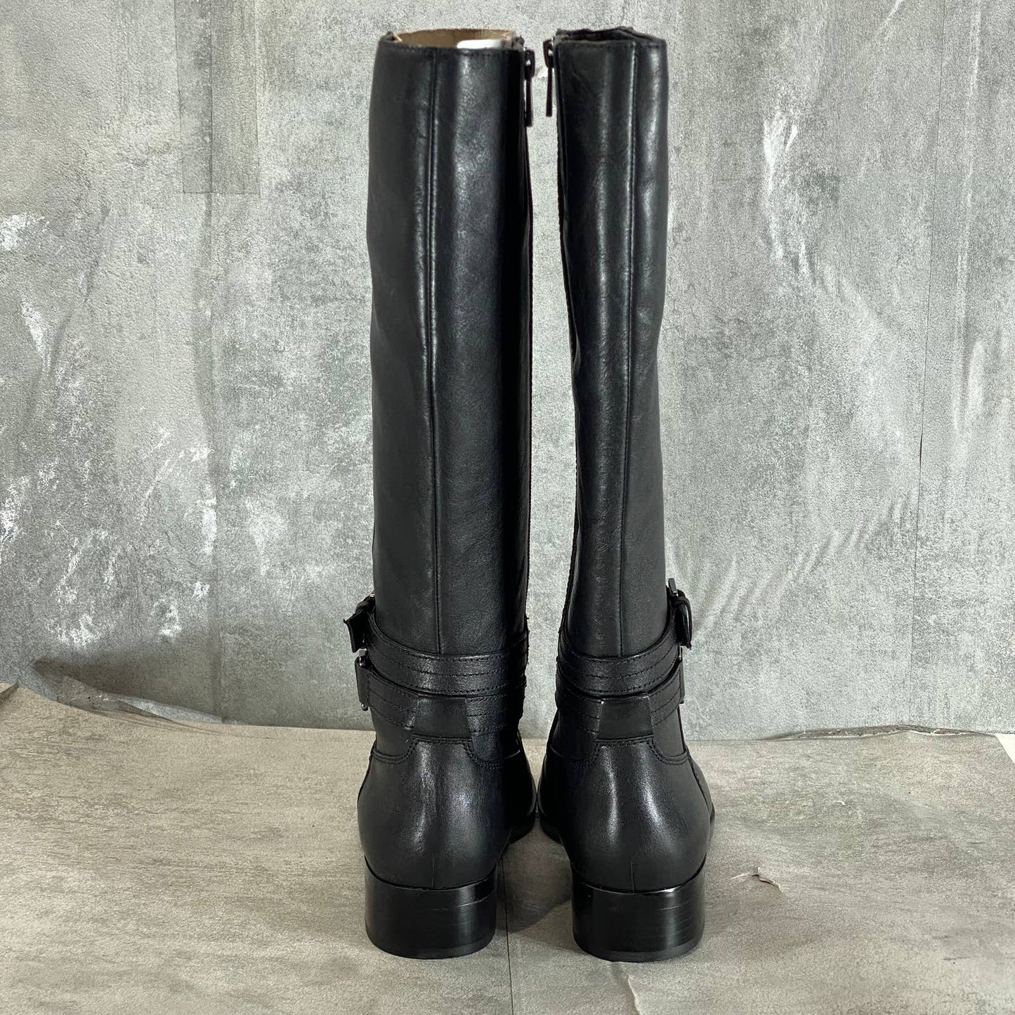 NATURALIZER Women's Wide Black Leather Reid Tall Riding Boots SZ 7W