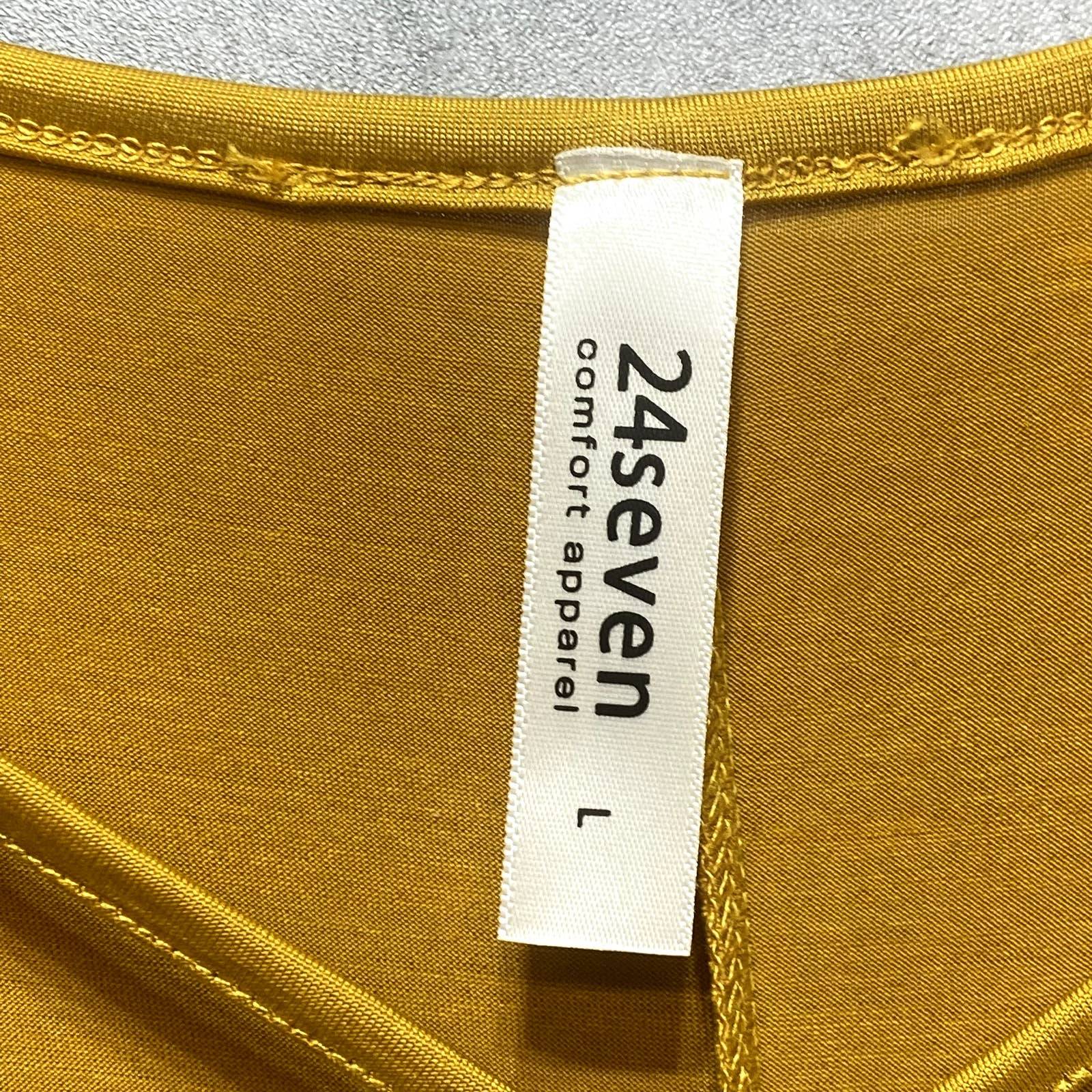 24SEVEN COMFORT APPAREL Mustard Criss Cross Neckline Short Sleeve T-Shirt Dress SZ L