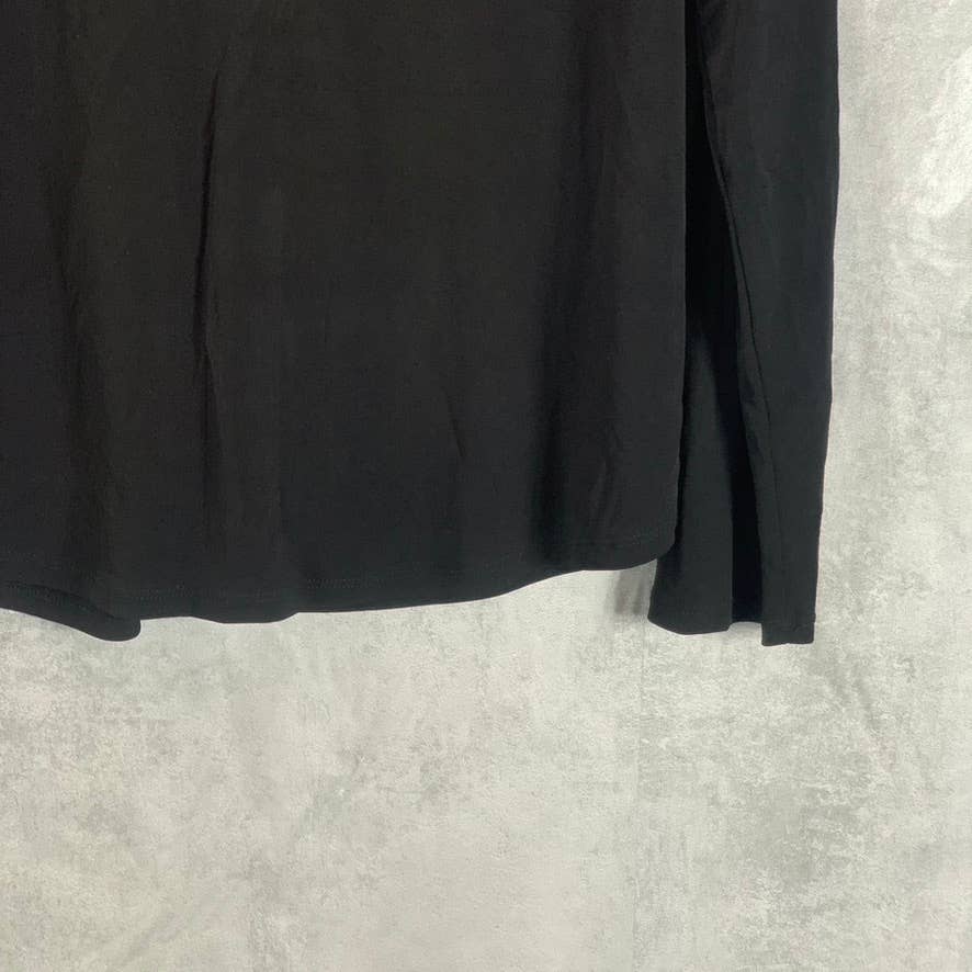 INC INTERNATIONAL CONCEPTS Women's Deep Black V-Neck Zip-Pocket Long-Sleeve Top