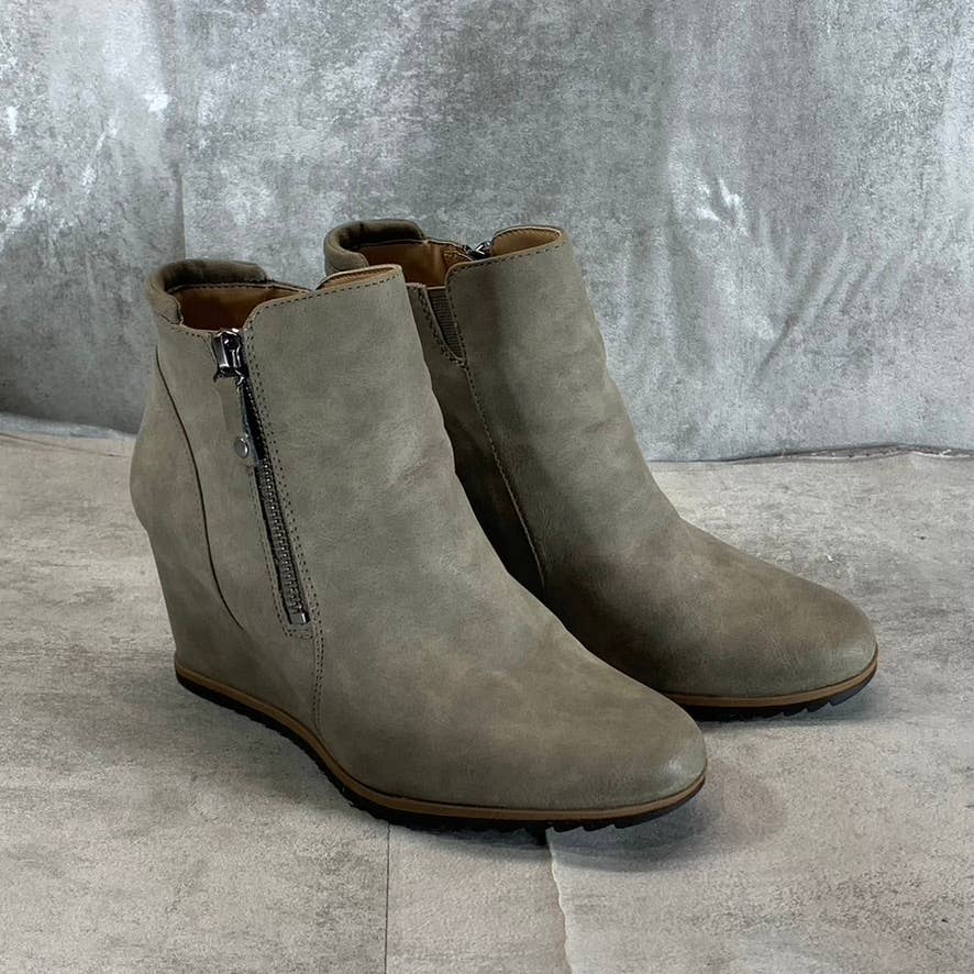 SOUL NATURALIZER Women's Light Grey Haley Round-Toe Side-Zip Wedge Booties SZ6.5