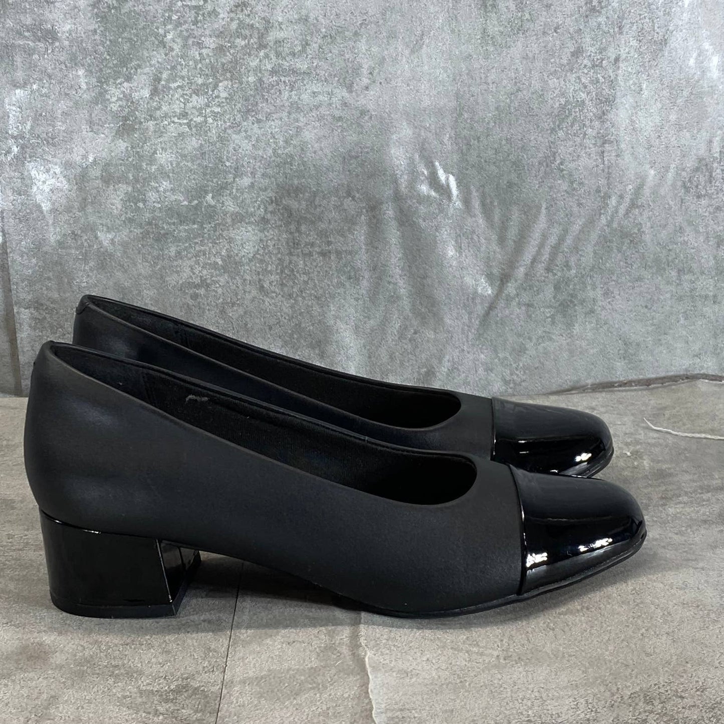 CLARKS COLLECTION Women's Black Combo Marilyn Sara Block-Heel Pumps SZ 8