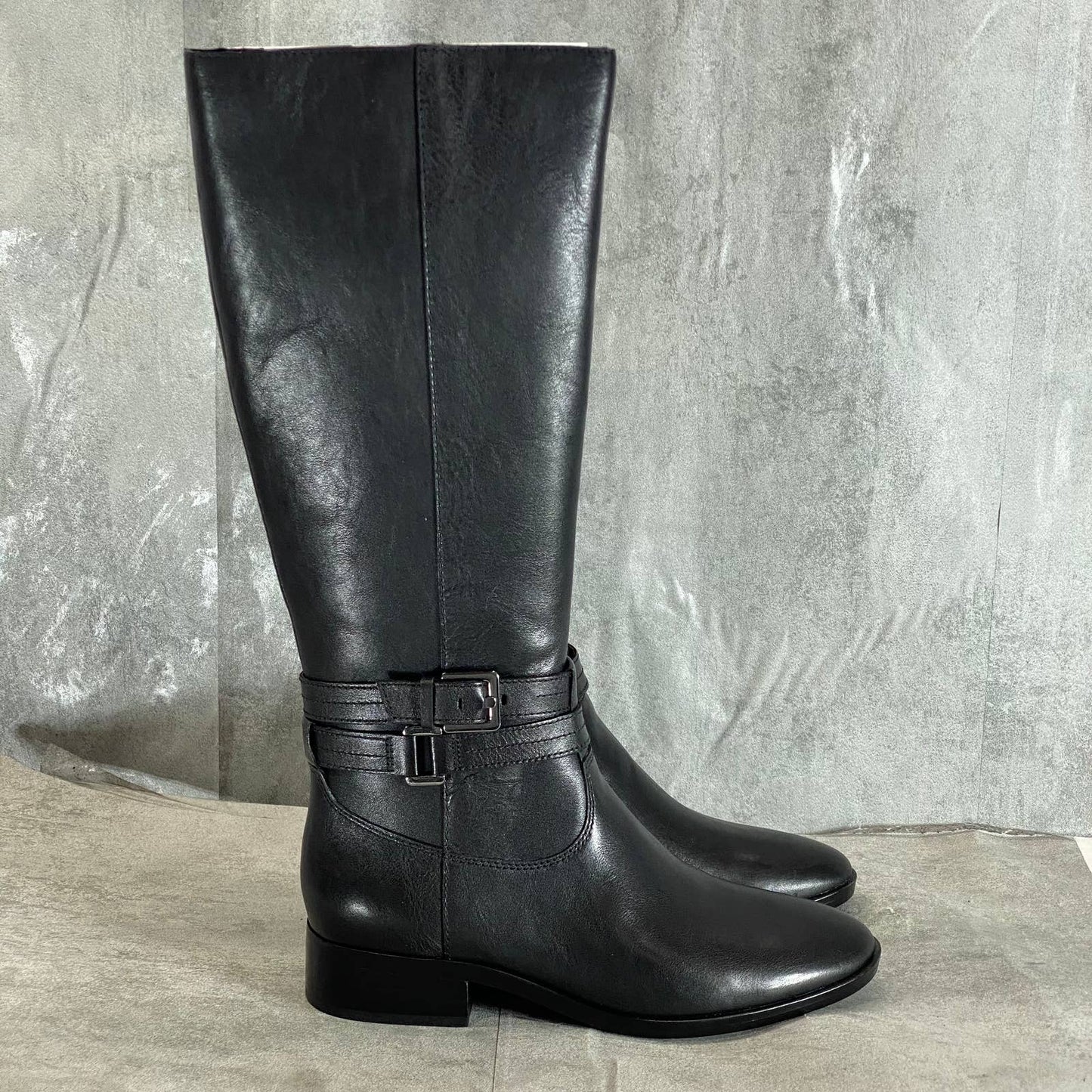 NATURALIZER Women's Wide Black Leather Reid Tall Riding Boots SZ 7W