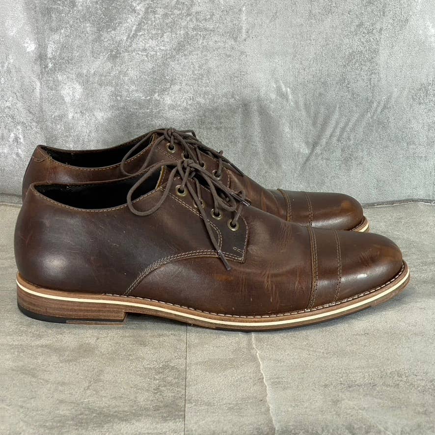 HELM Men's Brown The Bradley Round-Toe Lace-Up Oxfords SZ 12