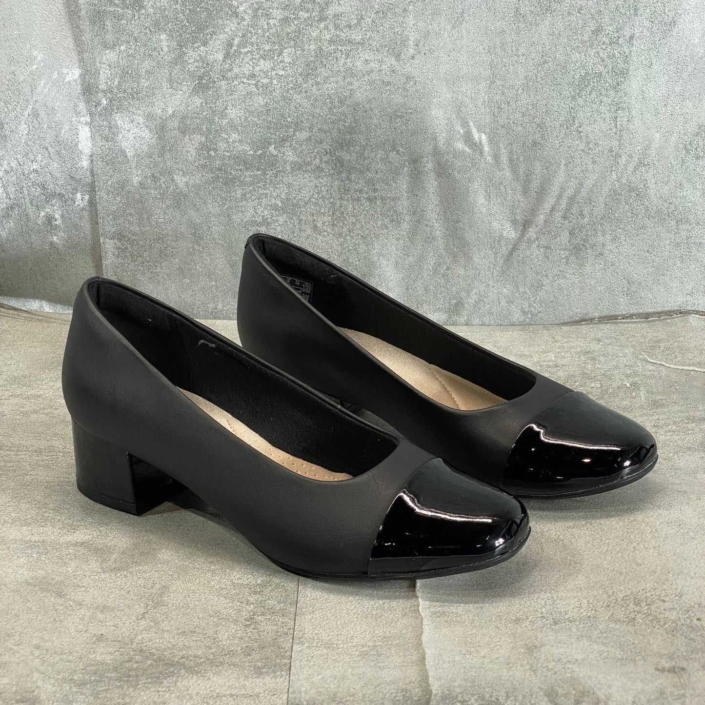 CLARKS COLLECTION Women's Black Combo Marilyn Sara Block-Heel Pumps SZ 8