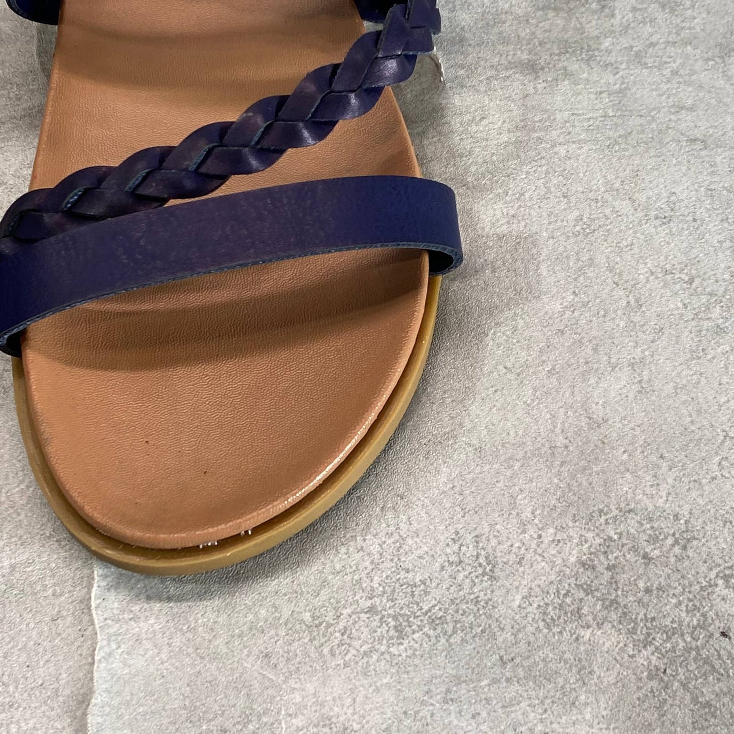 JOURNEE COLLECTION Blue Faux Leather Colette Round-Toe Slide Sandals SZ 7