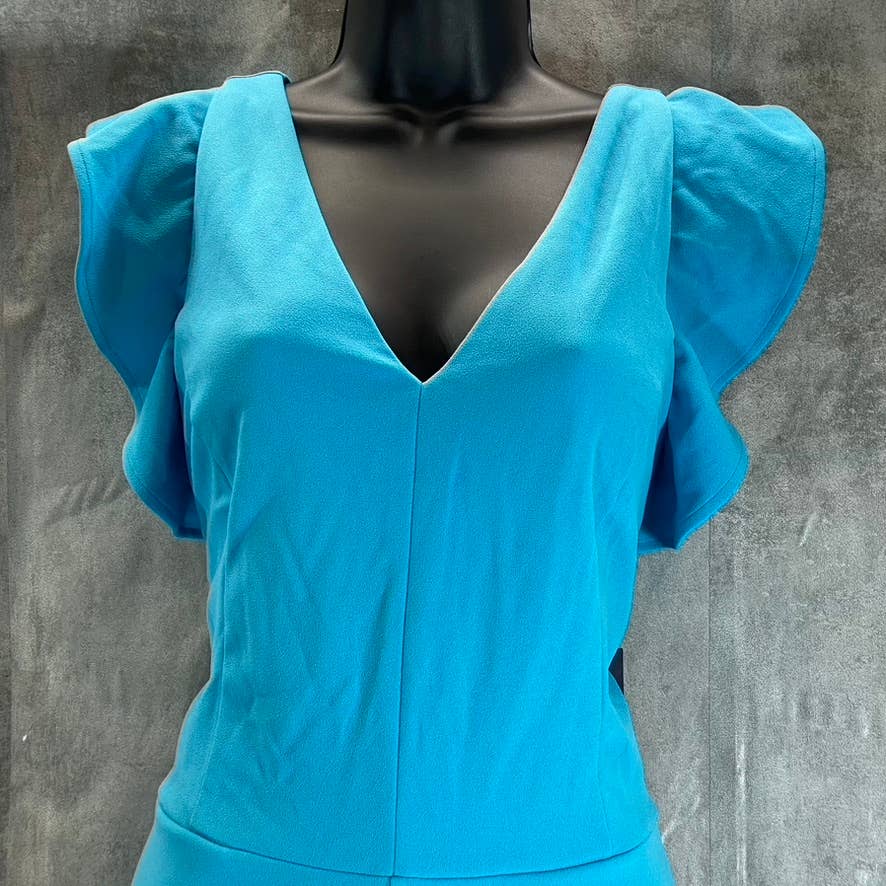 RACHEL RACHEL ROY Women's Shore Blue Ruffled-Sleeve Pocket Cropped Jumpsuit SZXL