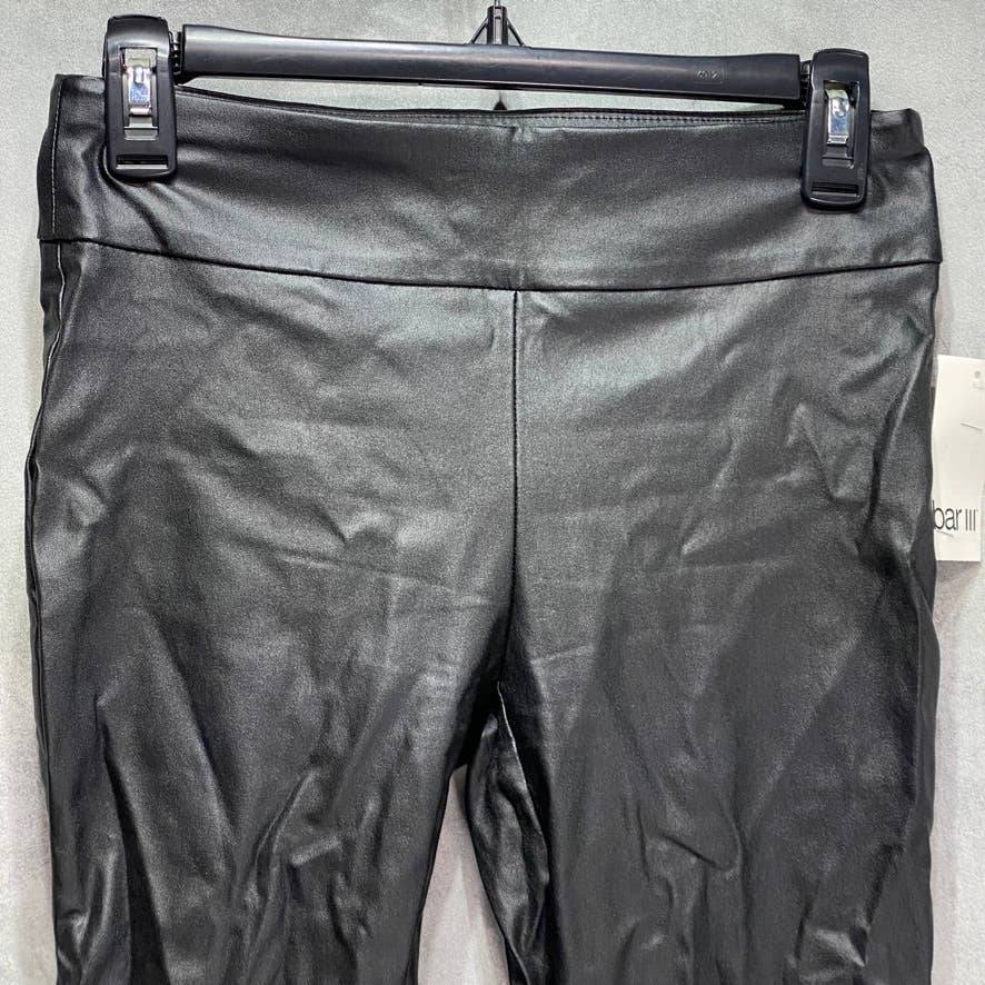 BAR III Solid Black Pull-On Coated Leggings SZ S