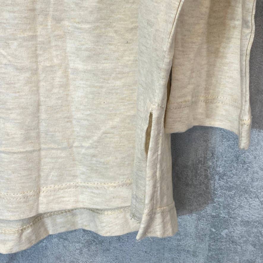 KAREN SCOTT Women's Oatmeal Colorblock Crewneck Long Sleeve Tunic Top SZ M