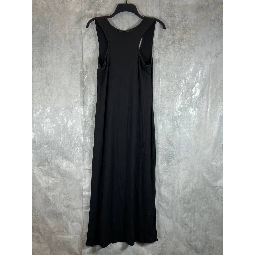 24SEVEN Comfort Apparel Women's Black Scoop-Neck Sleeveless Midi Tank Dress SZ M