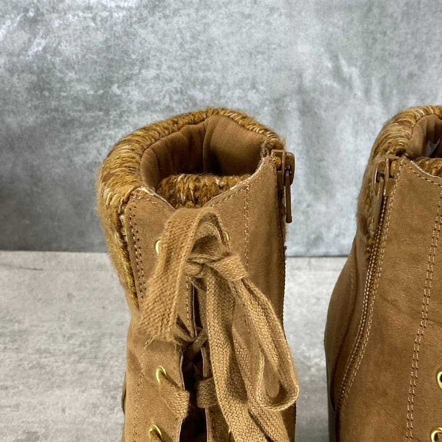 SUN+STONE Women's Chestnut Romina Lug-Sole Block-Heel Lace-Up Hiker Booties SZ 7