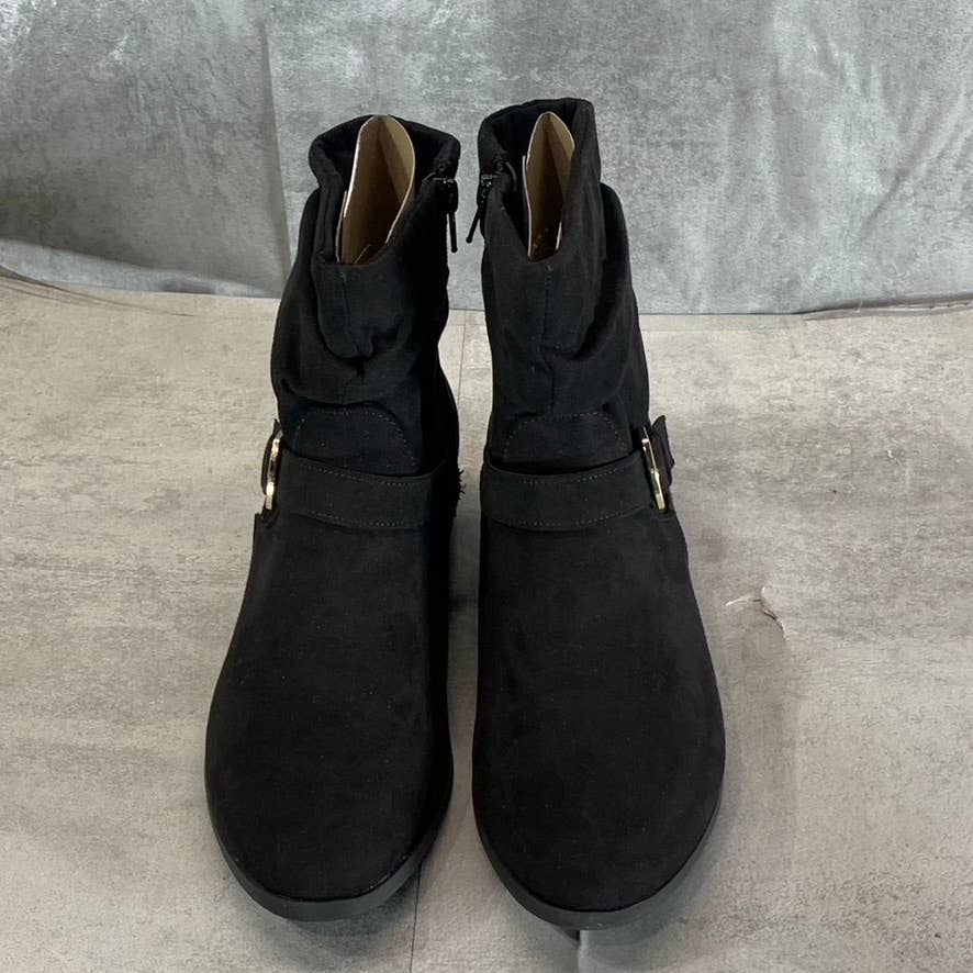 KAREN SCOTT Women's Black Clarett Slouch Buckled Block-Heel Boots SZ 8.5