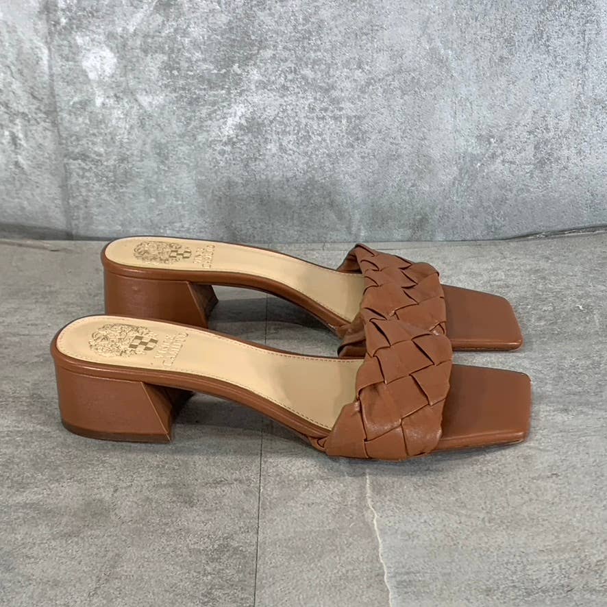 VINCE CAMUTO Women's Barn Brown Semtera Square-Toe Block-Heel Sandals SZ 7.5