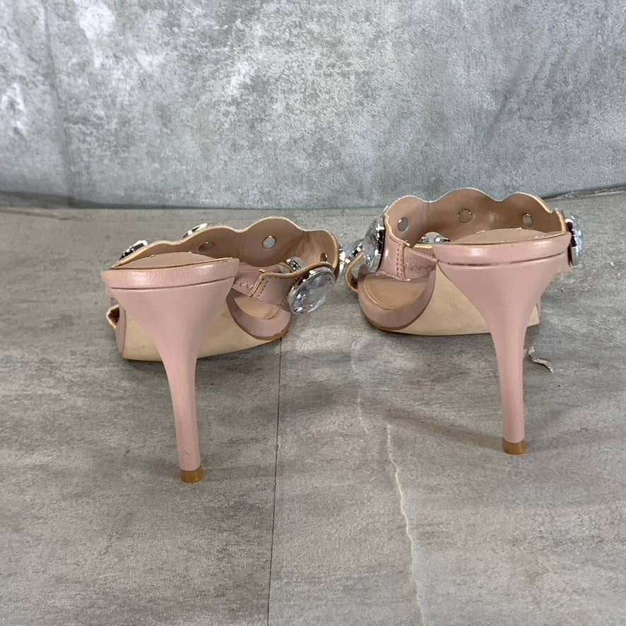STEVE MADDEN Women's Tan Festivity Stone Embellished Mule Stiletto Sandals SZ 11