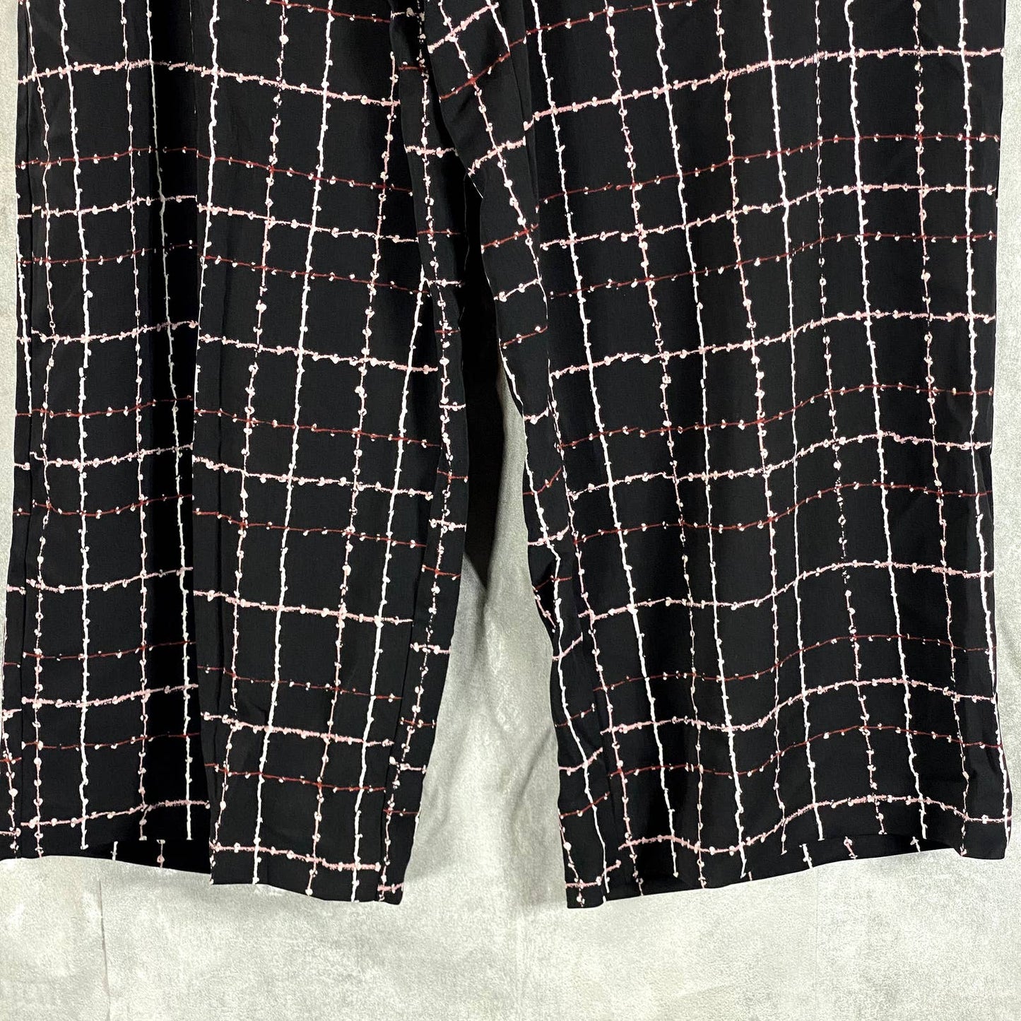 ALFANI Women's Stitched Grid Black D-Ring Belt Mid-Rise Plaid Culotte Pants SZ16