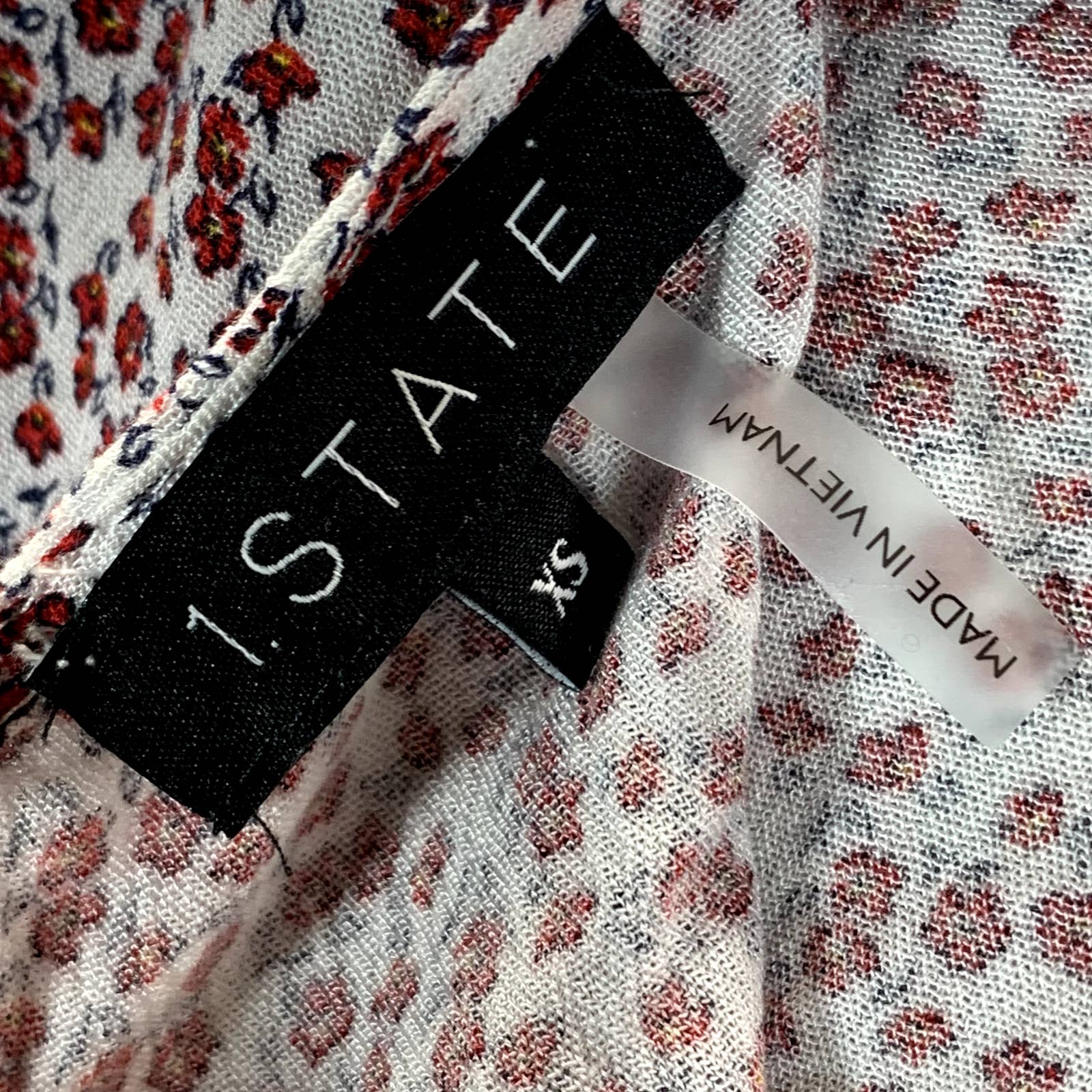 1.STATE Women's Peplum Ditsy Floral-Print Crewneck Short Sleeve Peplum Top SZ XS