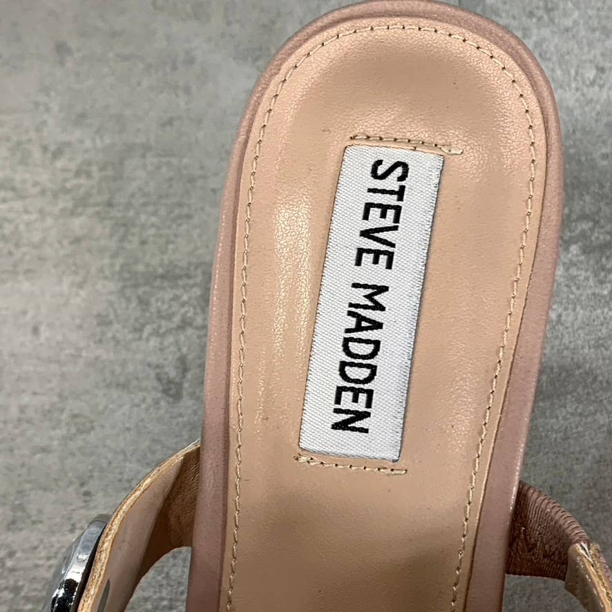 STEVE MADDEN Women's Tan Festivity Stone Embellished Mule Stiletto Sandals SZ 11