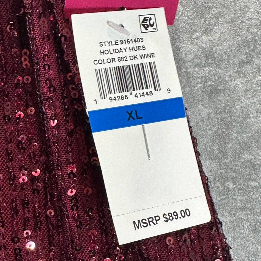 VINCE CAMUTO Women's Dark Wine Ruffled Sequin Embellished Mini Skirt SZ XL