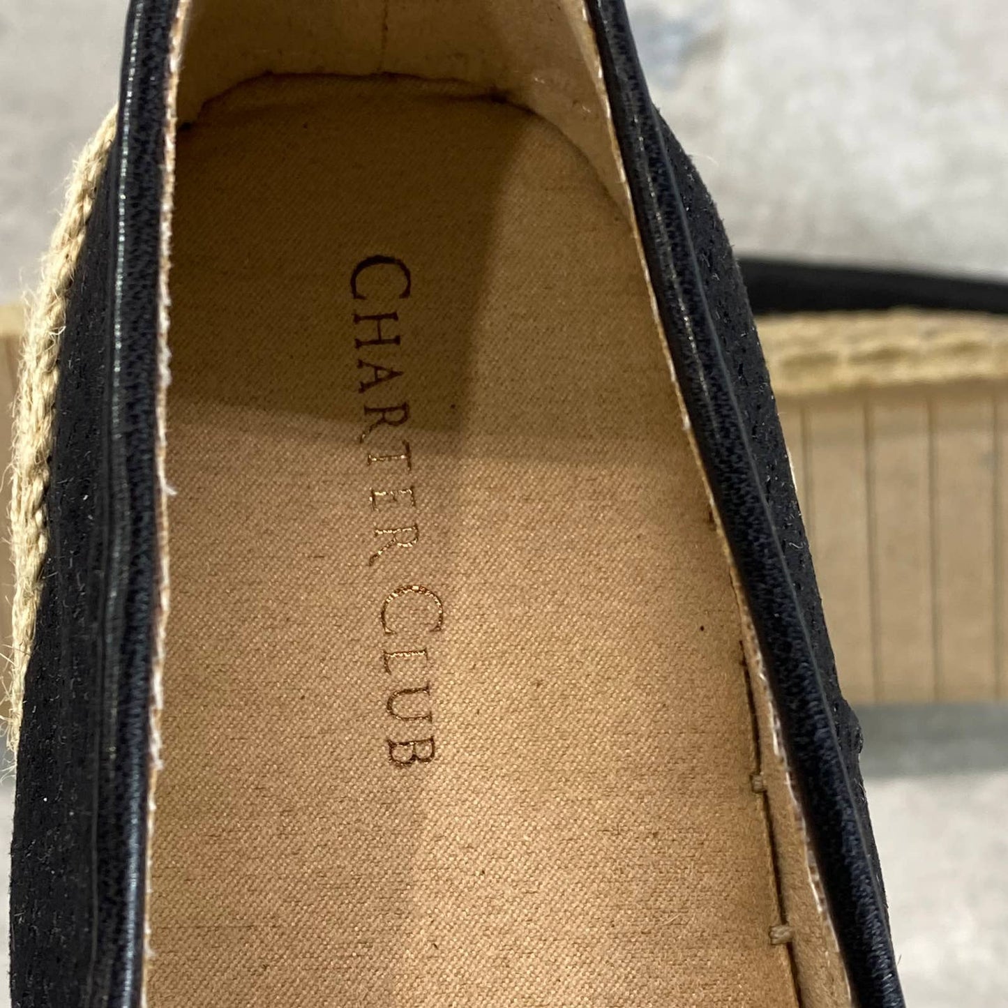 CHARTER CLUB Women's Black Jonii Perforated Slip-On Espadrille Flats SZ 8.5