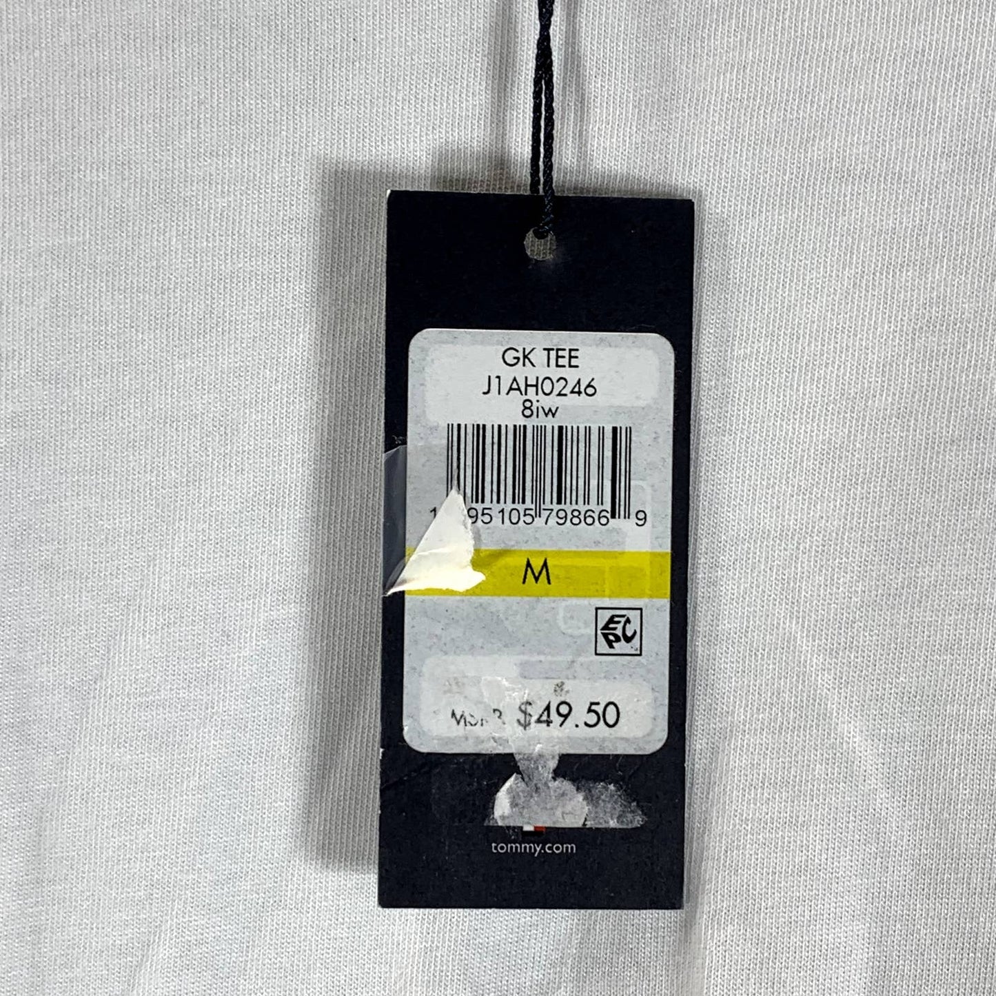 TOMMY HILFIGER Women's White Charm Crewneck 3/4 Stripe-Sleeve Top SZ M