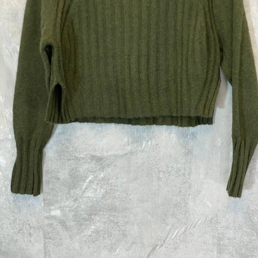 TOPSHOP Women's Khaki Green Funnel Neck Raglan Long Sleeve Sweater SZ 0-2(XS)
