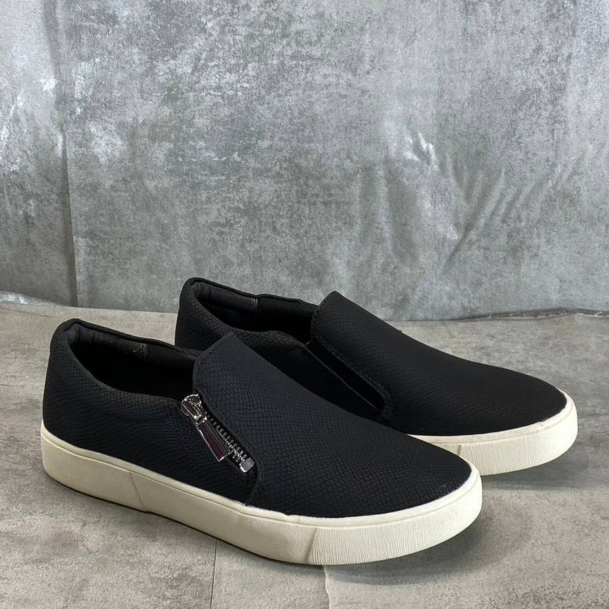 STYLE & CO Women's Black Textured Moira Zip Round-Toe Slip-On Sneakers SZ 6.5