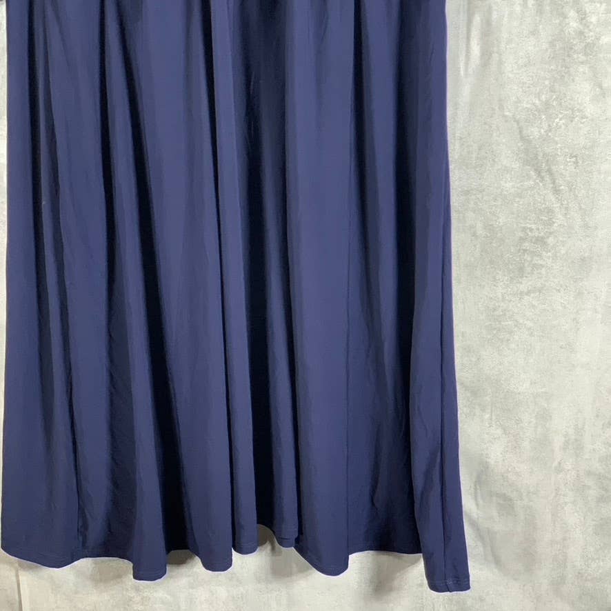NY COLLECTION Women's Plus Navy Ruched 3/4 Sleeve A-Line Knee-Length Dress SZ1X