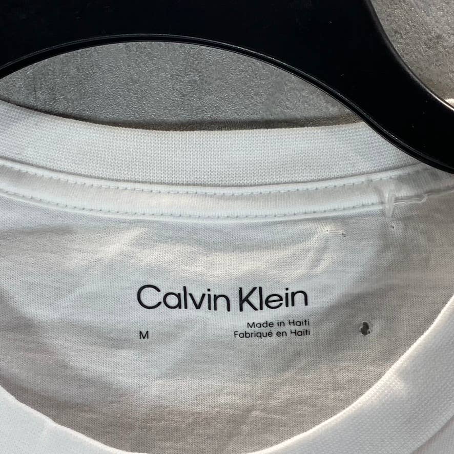 CALVIN KLEIN Men's Brilliant White Monogram Logo Graphic Crewneck T-Shirt SZ M