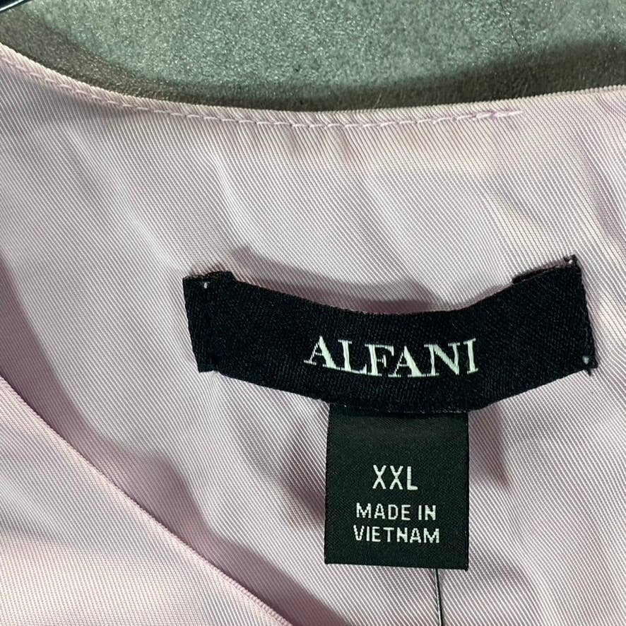 ALFANI Women's Lavender Rain Mixed-Media Drawstring Waist Mock-Neck Dress SZ 2XL