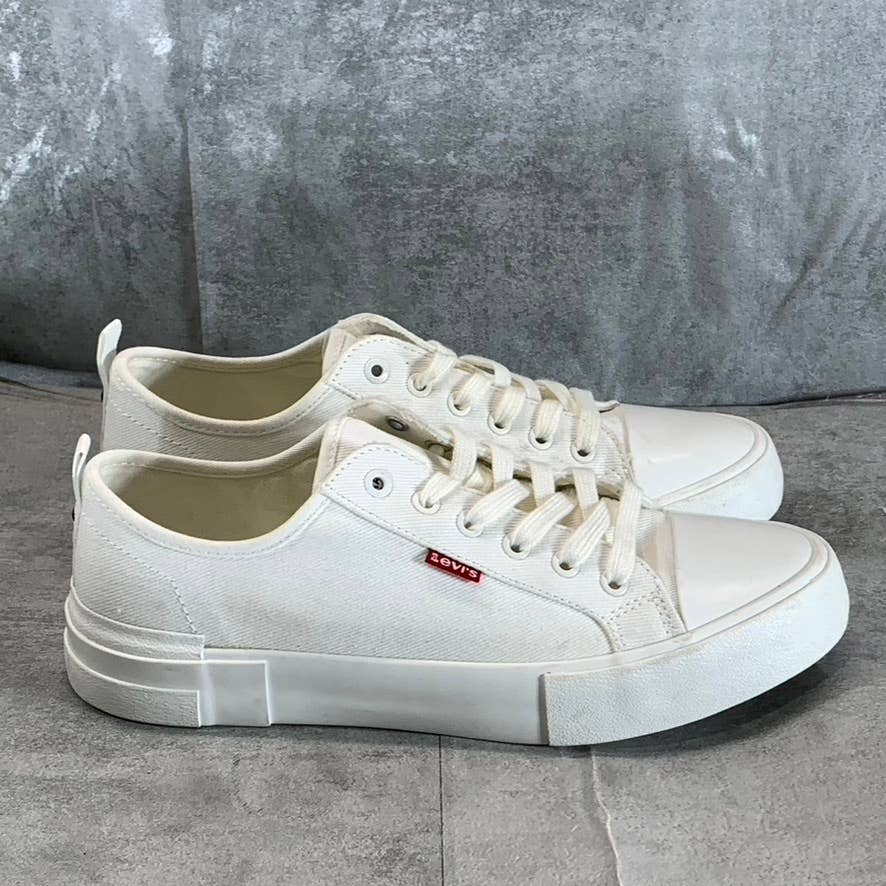 LEVI'S Women's White Mono Canvas Becky Low-Top Lace-Up Sneakers SZ 9