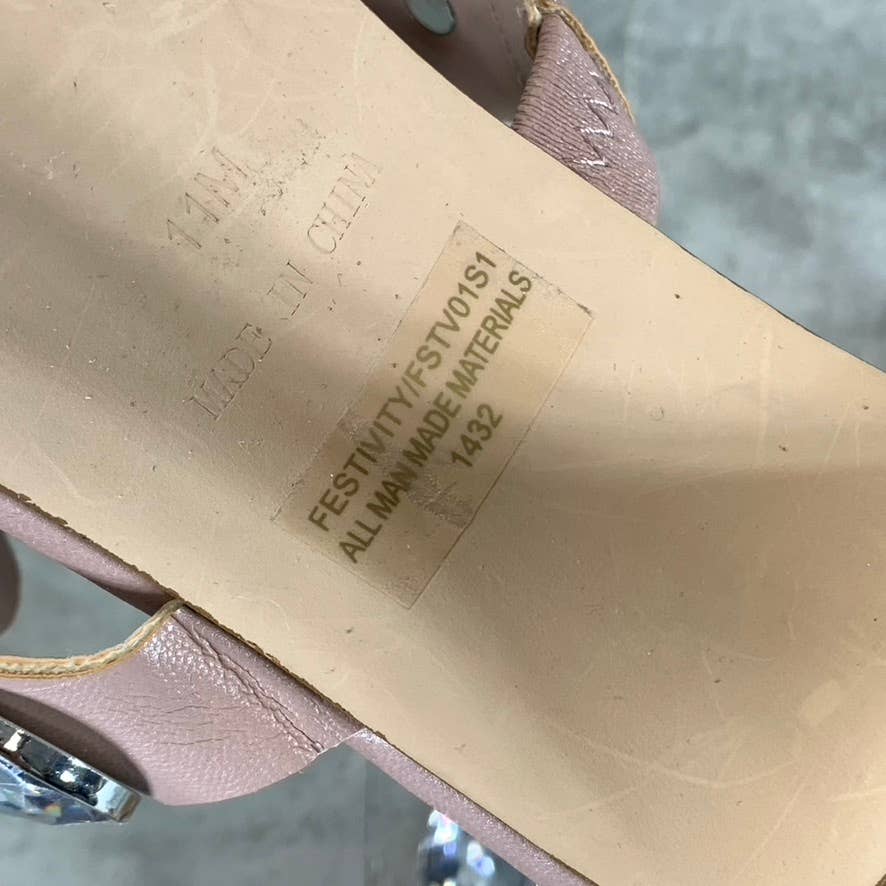 STEVE MADDEN Women's Tan Festivity Stone Embellished Mule Stiletto Sandals SZ 11