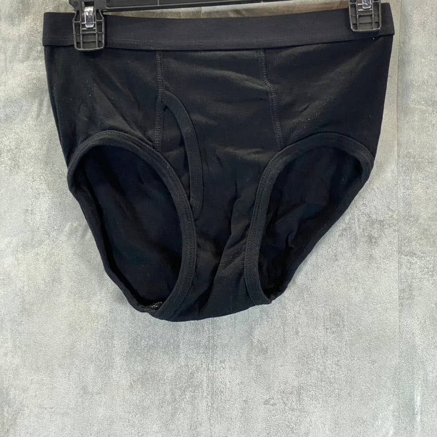 CLUB ROOM Men's Solid Black 4-Pack Elastic Waistband Briefs SZ M