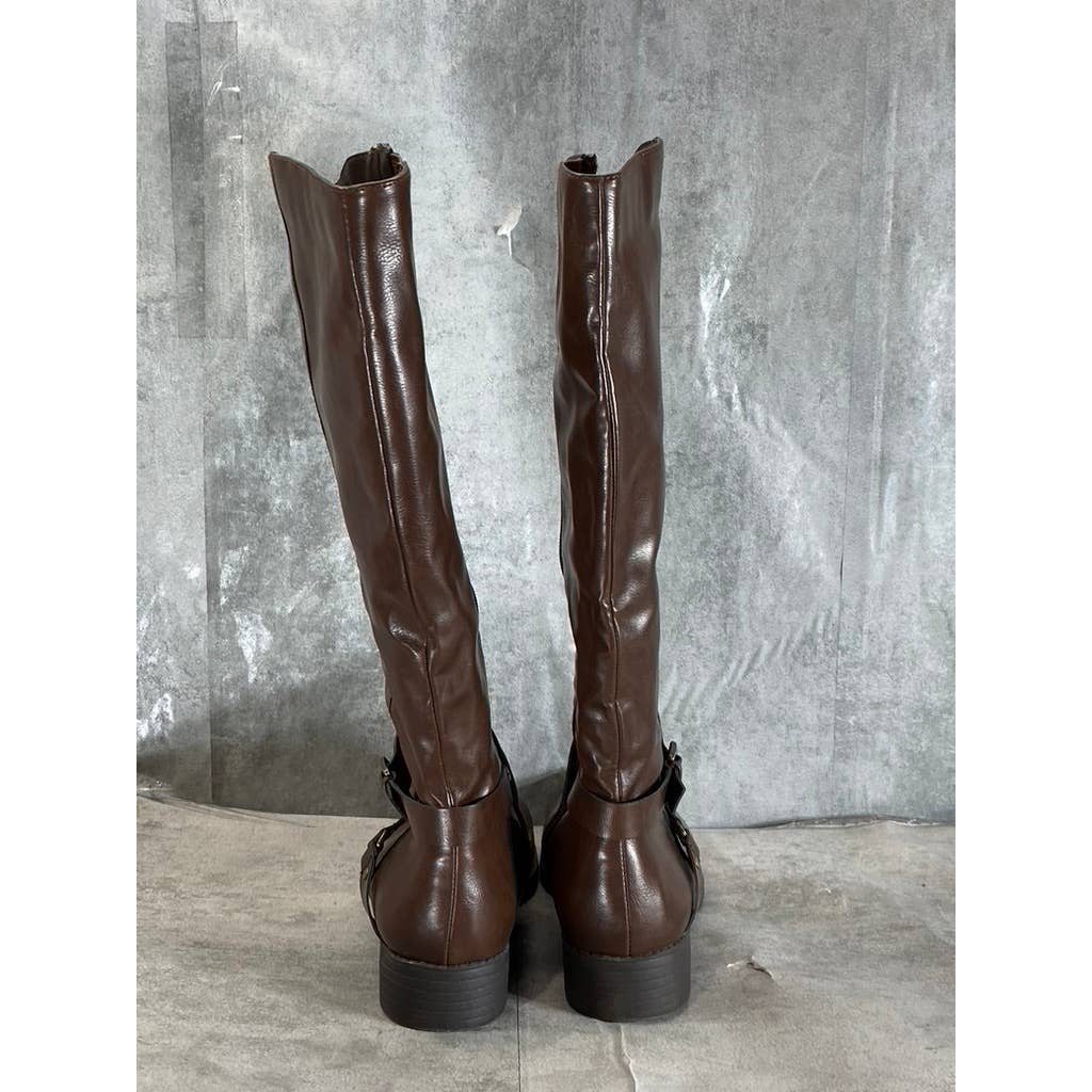 STYLE & CO Women's Cognac Marliee Side-Zip Round-Toe Tall Riding Boots SZ 10.5