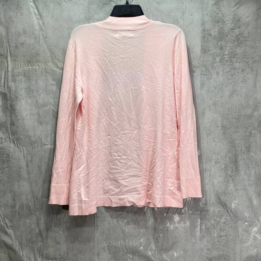 KAREN SCOTT Blush Long Sleeve Open Front Two-Pocket Cardigan SZ M