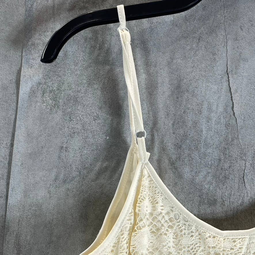 LOVE, FIRE Juniors' Ivory Scoop-Neck Adjustable Strap Lace Mini Dress SZ L