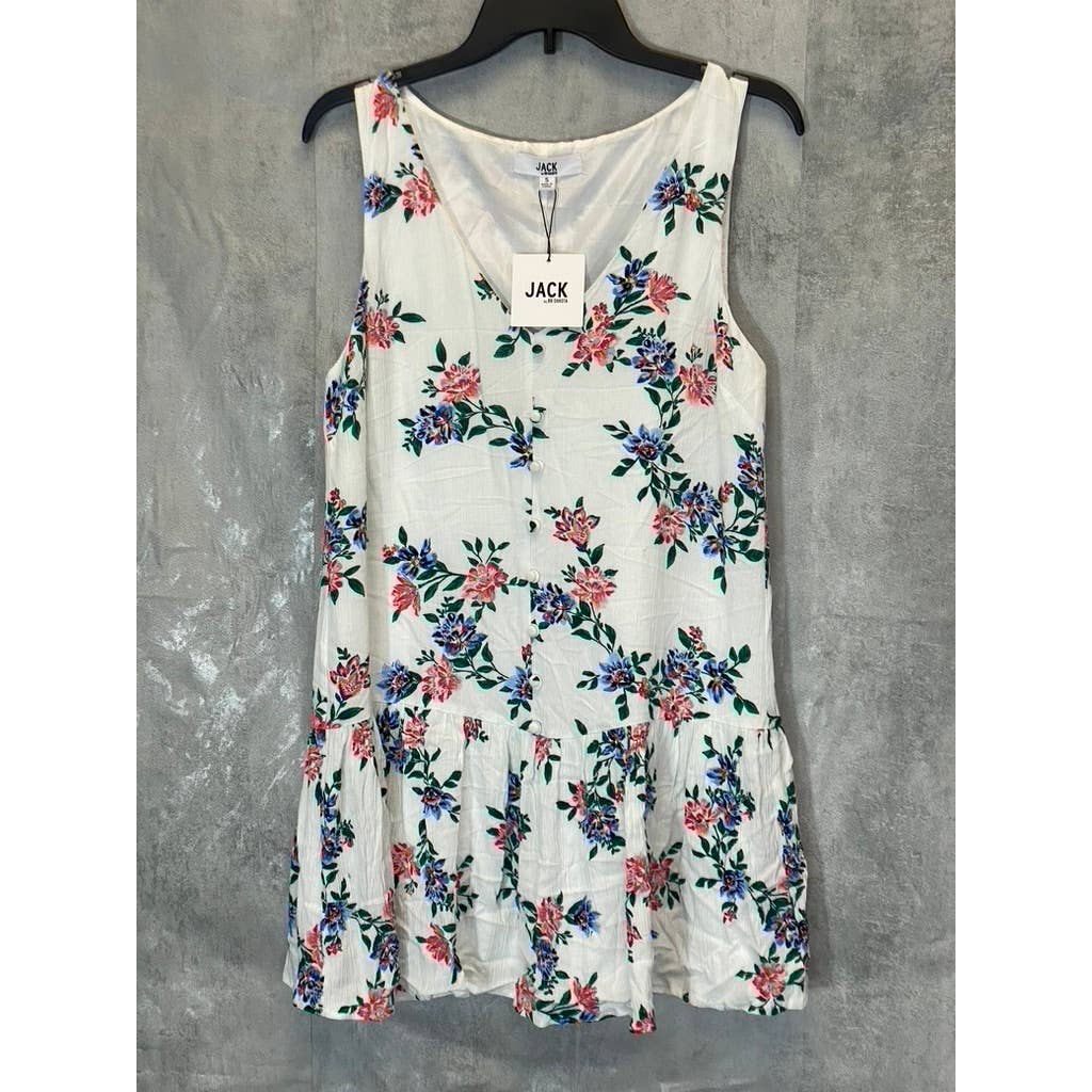 JACK By DD DAKOTA Women's Ivory Floral Print V-Neck Sleeveless Mini Sundress SZ S
