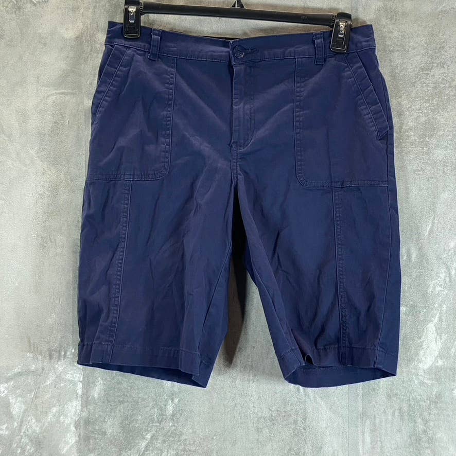KAREN SCOTT Women's Navy Mid-Rise Bermuda Pull-On Shorts SZ 8